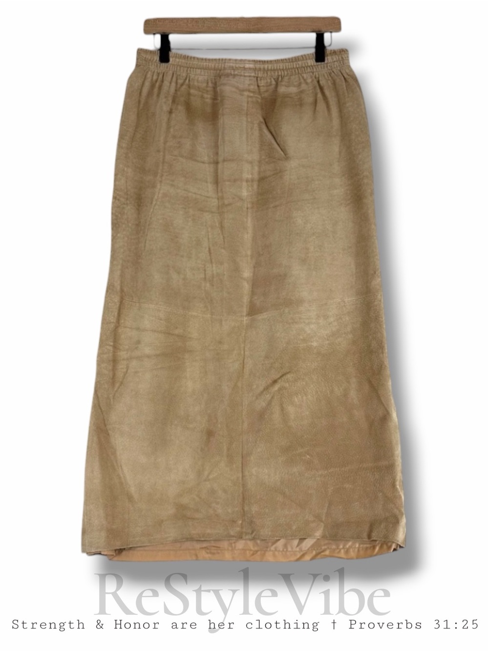 LA VOGUE Women’s Size L Skirt Genuine Leather Lined Elastic Waistband Vintage